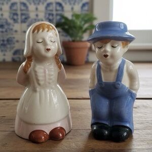 Vintage Country Cuties Salt and Pepper Shakers – Boy and Girl – Hand Painted